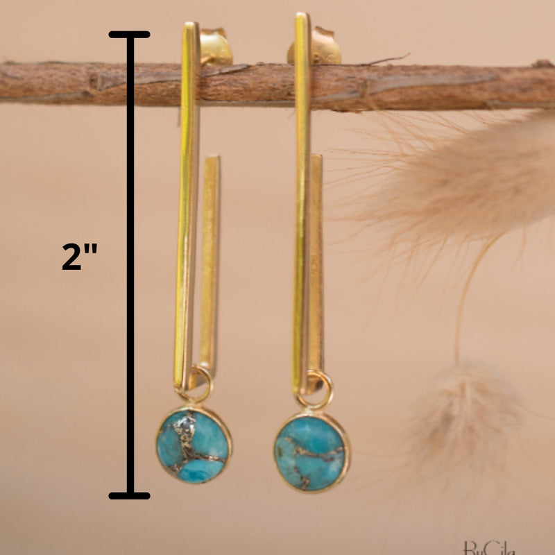 Lorena Earrings * Copper Turquoise * Gold Plated 18k * BJE142