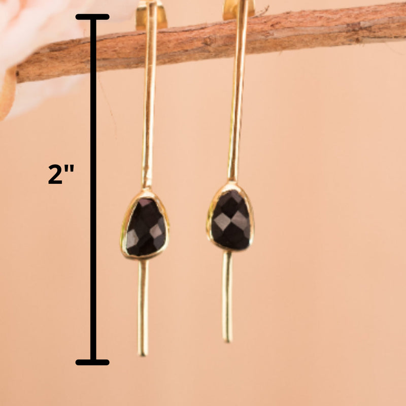 Mirella Earrings * Black Onyx * Gold Plated 18k * BJE181