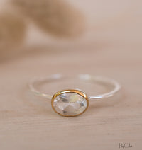 Gemstone Ring * Silver Ring * Blue Topaz * Teal Chalcedony * Moonstone * Amethyst * Labradorite * Stackable * Aqua * Rose Quartz * BJR080