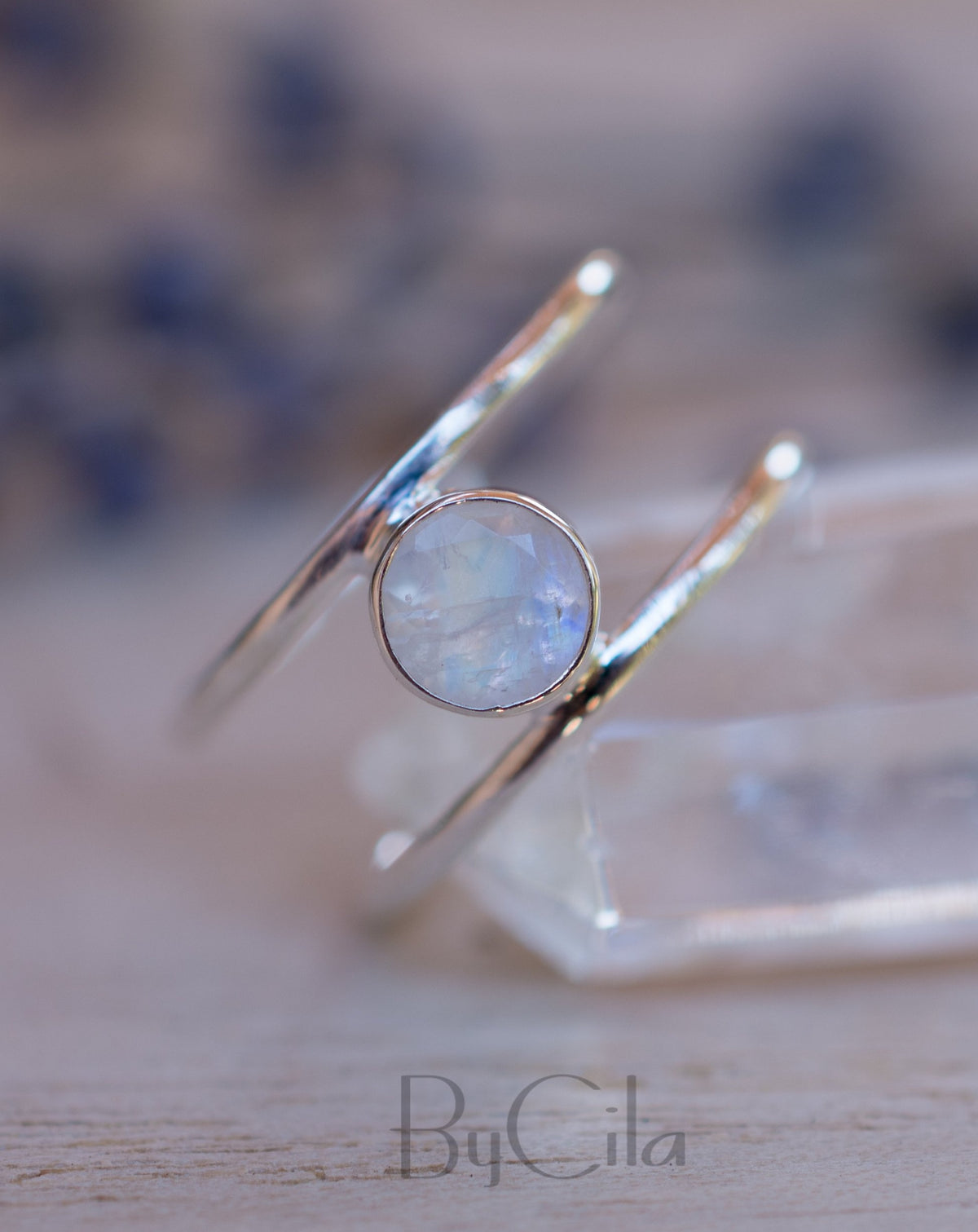 Moonstone Ring *  Sterling Silver* Double band * Statement* Gemstone *Bridesmaid *Natural* Handmade *Gift For Her *BJR031