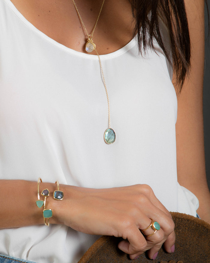 Tammy Y Necklace * Labradorite & Moonstone * Gold Plated 18K