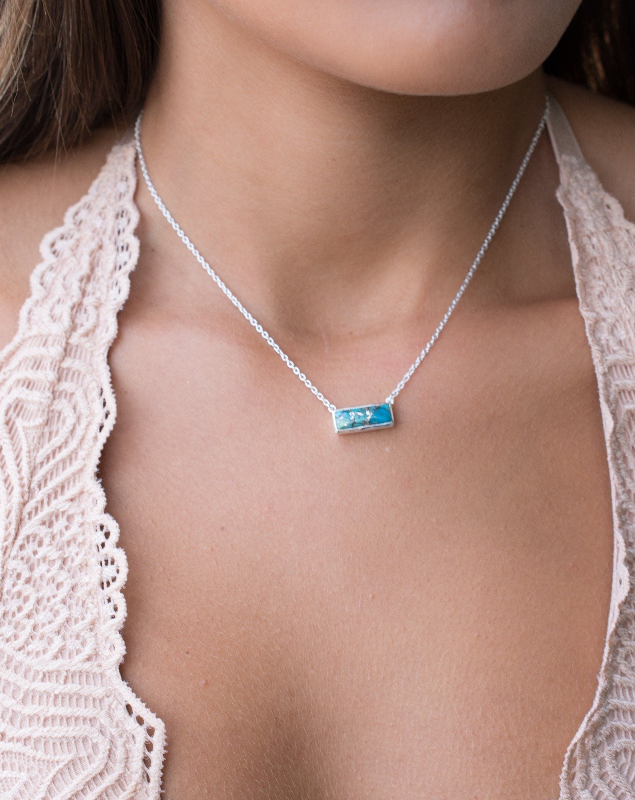 Rose gold hot sale rectangle necklace
