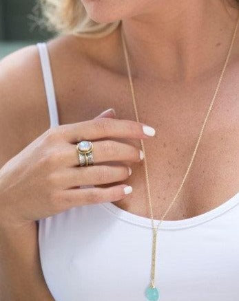 Sandy Necklace * Labradorite * Rose Quartz * Moonstone * Aqua Chalcedony * Gold Vermeil * BJN018