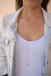 Giovanna Long Y Necklace * Moonstone or Labradorite * Gold Filled * BJN047