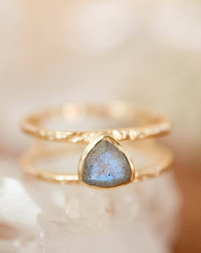 Labradorite Triangle Ring * Gold * Statement * Gemstone * Bridal *Bridesmaid * Wedding * Organic * Everyday* Triangular * Triangulum BJR082