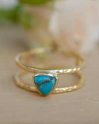 Copper Turquoise Ring * Triangle Gold* Statement * Gemstone * Turquoise Ring * Bridal *Wedding* Organic *Natural * Triangular BJR085