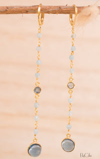 Maite Earrings * Moonstone & Labradorite * Gold Plated 18k * BJE127