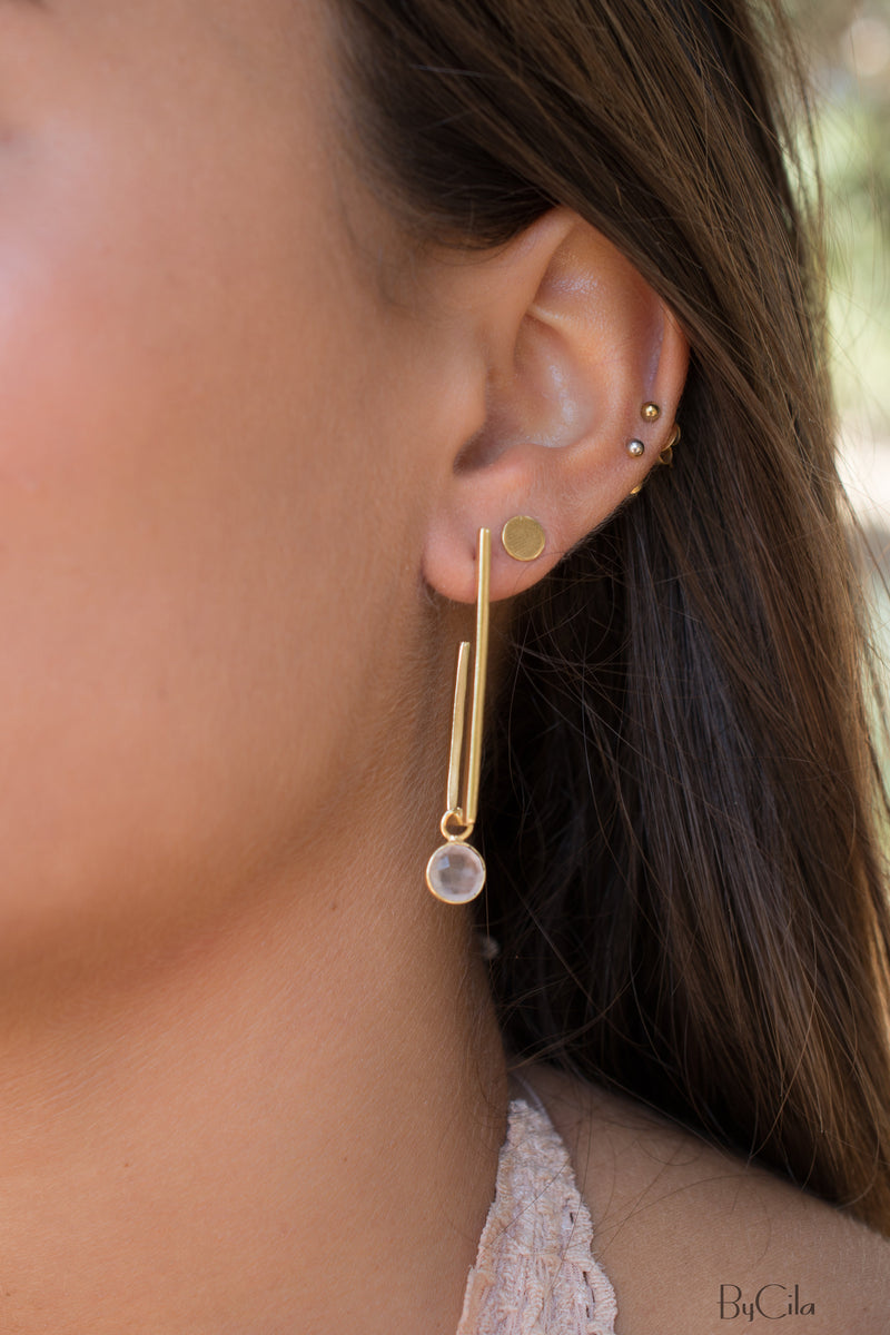 Lorena Earrings * Rose Quartz * Gold Plated 18k * BJE141