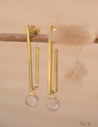 Lorena Earrings * Rose Quartz * Gold Plated 18k * BJE141