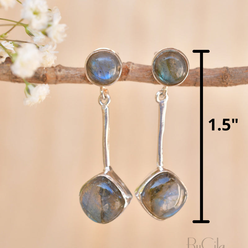 Labradorite Stud Earrings * Sterling Silver 925 * Post  *Handmade *Semi Precious Stone * Gift *February Birthstone*  BJE151