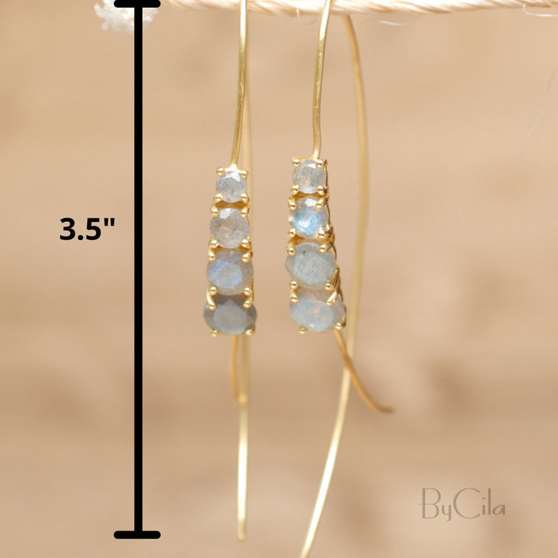 Aja Earrings * Labradorite * Rose Gold, Gold Vermeil or Sterling Silver 925 * BJE044A