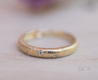 14K Yellow Gold Diamond Ring * Hammered * Diamond * Engagement Ring * Unique * Organic * Boho chic * Diamond Ring *Modern *Gold Band BJRG004