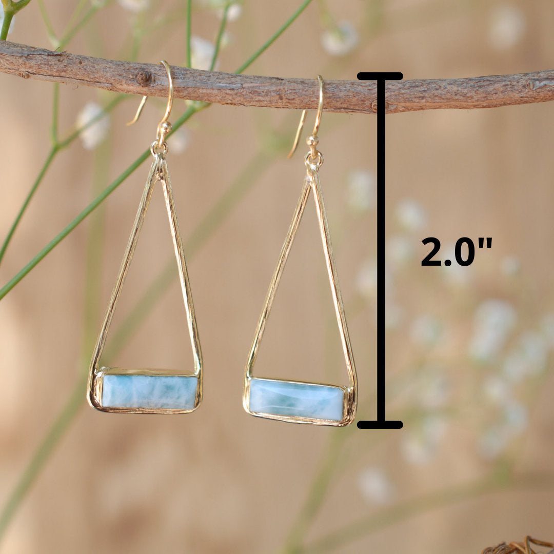 Marina Earrings * Larimar * Gold Plated 18k or Silver Plated * BJE008A