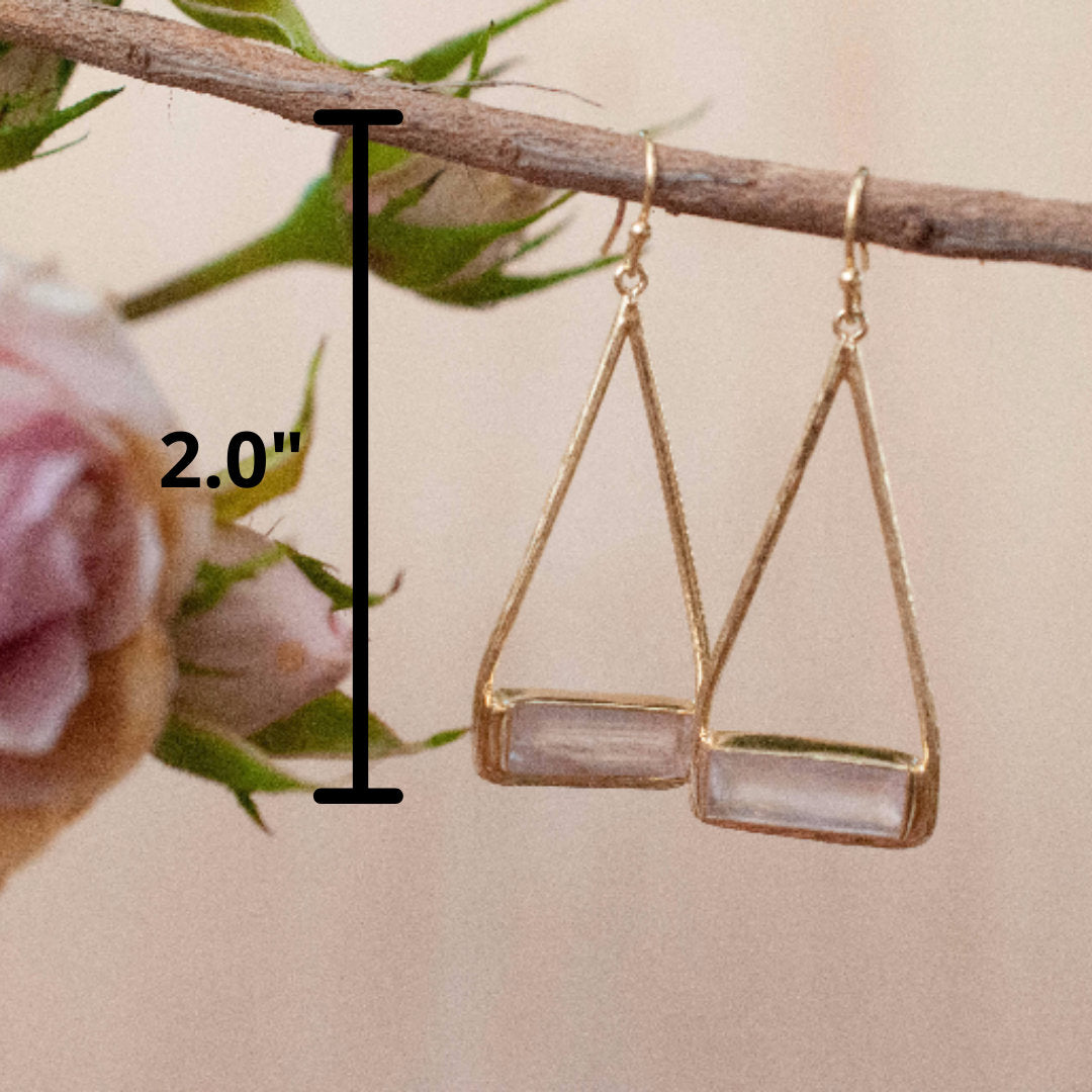 Marina Earrings * Rose Quartz * Gold Plated 18k or Silver Plated * BJE004A