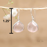 Lihue Earrings * Rose quartz * Gold Plated 18k or Sterling Silver 925 * BJE065B