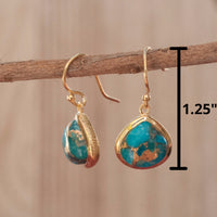 Lihue Earrings * Copper Turquoise * Gold Plated 18k or Sterling Silver 925 * BJE061A
