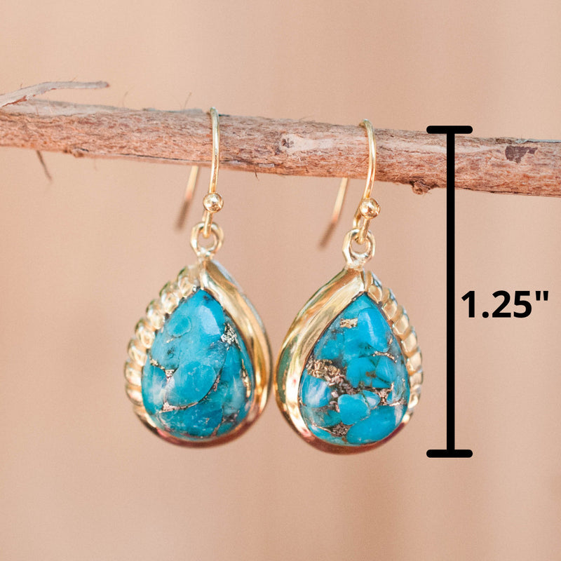 Skye Earrings * Copper Turquoise * Gold Plated 18k * BJE011