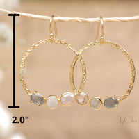 Esther Earrings * Labradorite, Rainbow Moonstone & Rose Quartz * Gold Plated 18k * BJE094