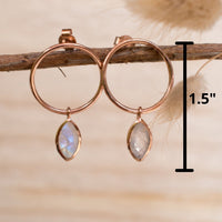 Moonstone Stud Earrings Rose Gold Plated or Gold Plated 18k* Gemstone * Earrings * Rainbow Moonstone * Handmade * Boho * Modern * BJE080B