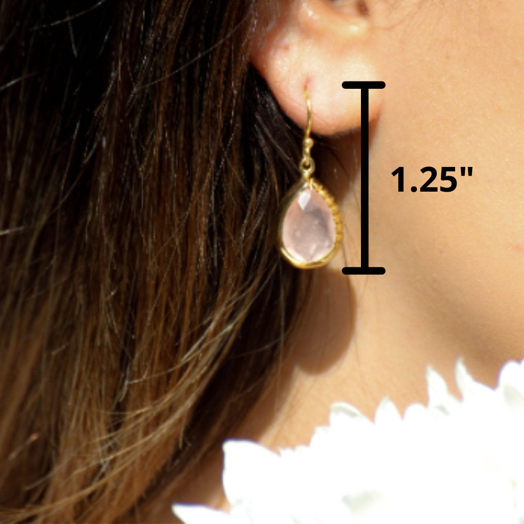 Skye Earrings * Rose Quartz * Gold Plated 18k * BJE014