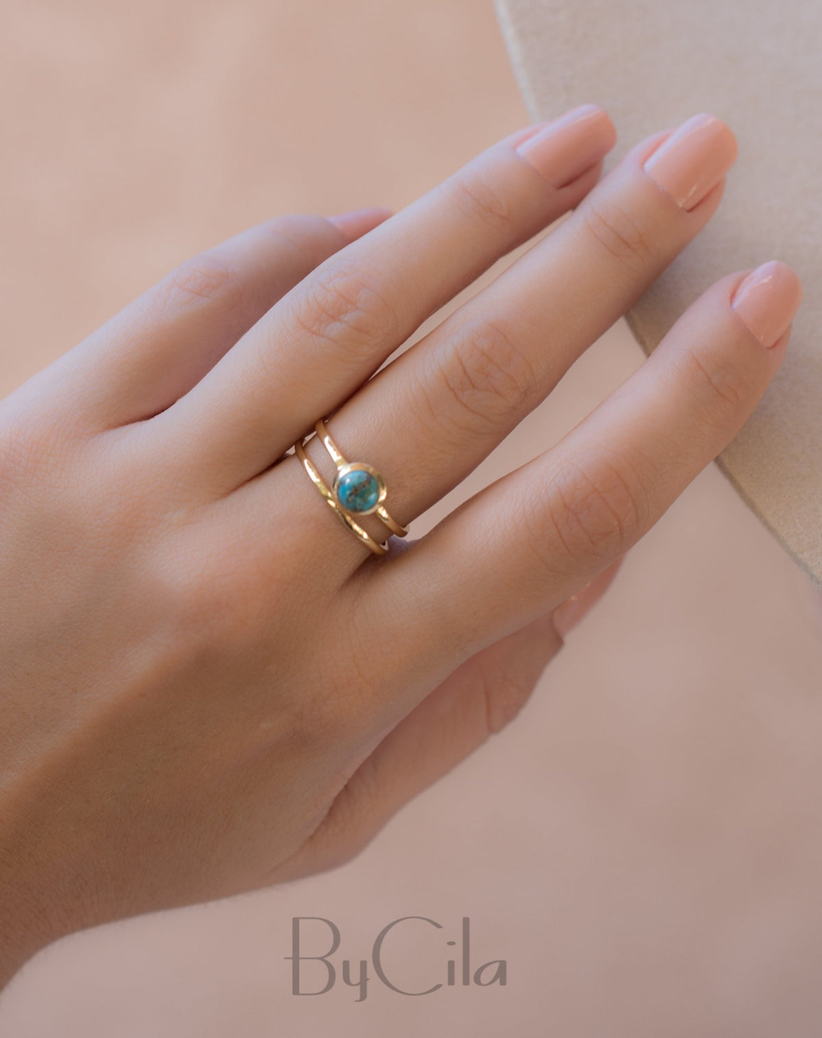 Copper Turquoise Ring * Gold Vermeil Ring * Gemstone Ring * Turquoise Ring * Blue * Handmade * Modern * Boho * Gold Ring * Hippie BJR103