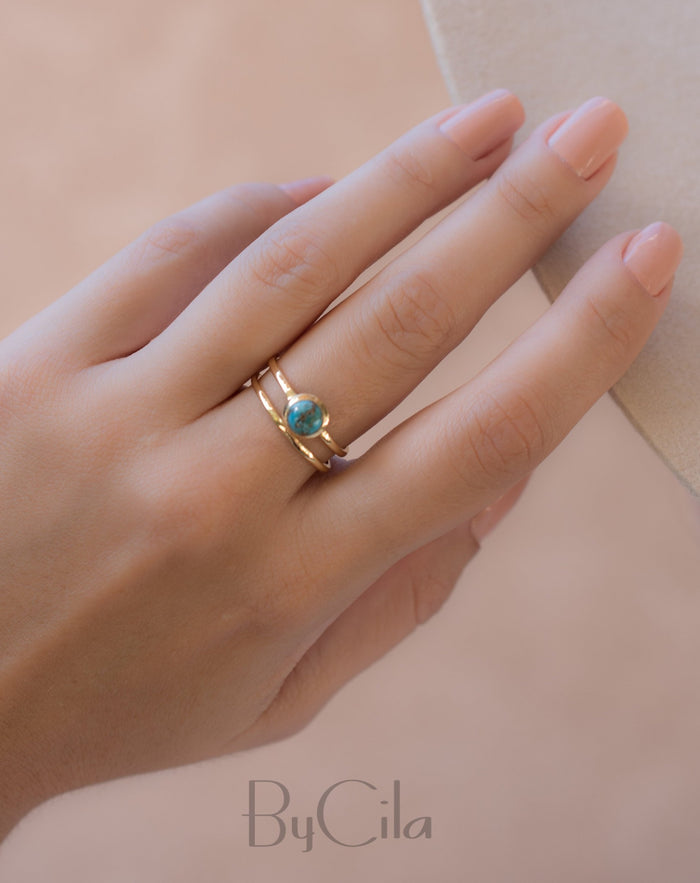 Copper Turquoise Ring * Gold Vermeil Ring * Gemstone Ring * Turquoise Ring * Blue * Handmade * Modern * Boho * Gold Ring * Hippie BJR103