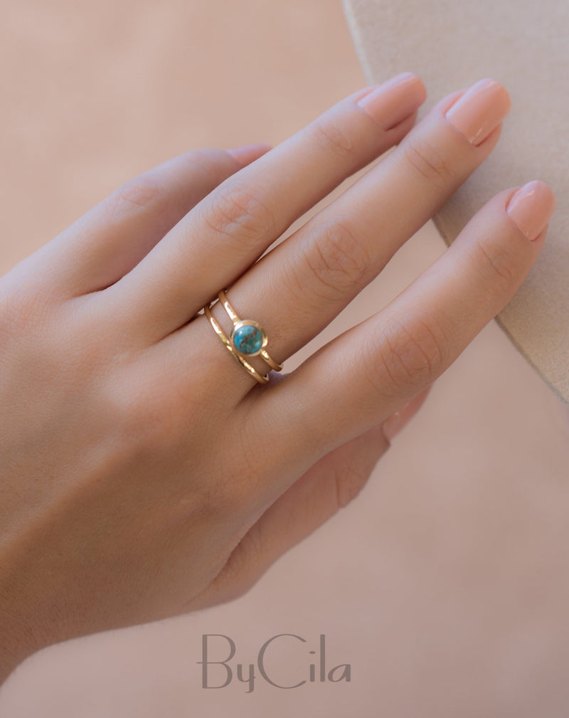 Copper Turquoise Ring * Gold Vermeil Ring * Gemstone Ring * Turquoise Ring * Blue * Handmade * Modern * Boho * Gold Ring * Hippie BJR103