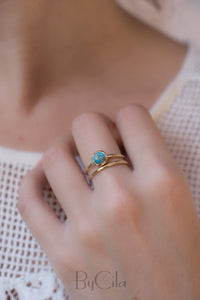 Copper Turquoise Ring * Gold Vermeil Ring * Gemstone Ring * Turquoise Ring * Blue * Handmade * Modern * Boho * Gold Ring * Hippie BJR103