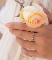 Labradorite Ring *Adjustable Gold Vermeil * Statement*Gemstone * Wedding Bridesmaid *Boho *Bohemian *Handmade BJR172