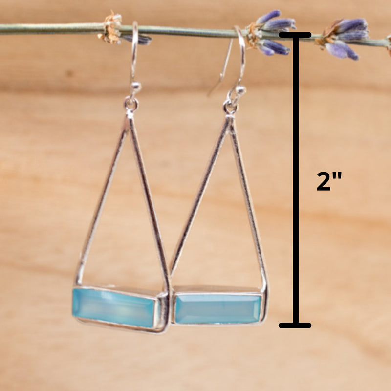 Marina Earrings * Blue Chalcedony * Gold Plated 18k, Silver Plated or Rose Gold * BJE006B