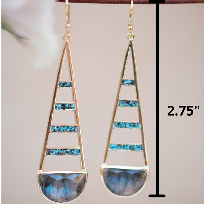 Giuliana Earrings * Labradorite and Copper Turquoise * Gold Plated 18k * BJE112