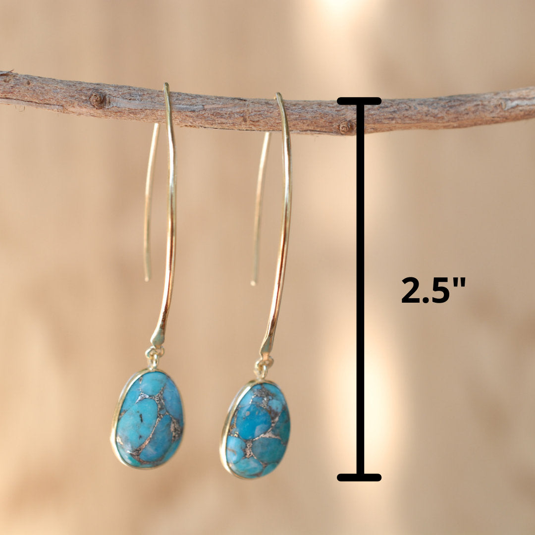 Camila Earrings * Copper Turquoise * Gold Plated 18k * BJE086