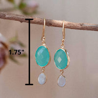 Karine Earrings * Aqua Chalcedony & Moonstone * Gold Plated 18k * BJE072