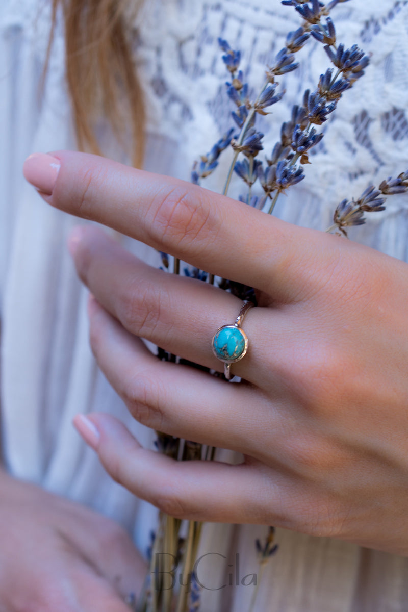 Turquoise Ring* Silver Ring * Boho Ring* Blue Ring * Gypsy Ring * Handmade * Hippie * Sterling Silver Ring * Copper Turquoise Jewelry BJR064
