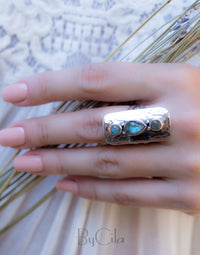 Labradorite Hammered Ring * Sterling Silver 925 * Handmade * Gemstone * Jewelry * Boho *Bohemian *Statement *Hippie *Gift for her BJR037