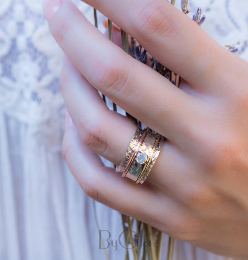 Moonstone Spinner Ring *Meditation *Spinning * Spin *Anxiety *Sterling Silver 925 *Copper *Bronze * Jewelry * Bycila * Handmade *Yoga BJS024