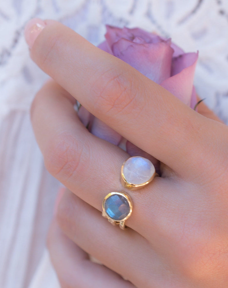 Labradorite Ring * Moonstone Gold Ring * Statement Ring * Gemstone Ring * Pink * Bridal Ring * Wedding Ring * Organic Ring * Natural*BJR089