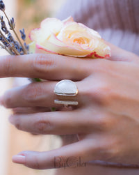 Moonstone Ring * Adjustable Sterling Silver * Statement * Gemstone * Bridal * Wedding * Half Moon * Boho * Bohemian * Handmade * BJR114