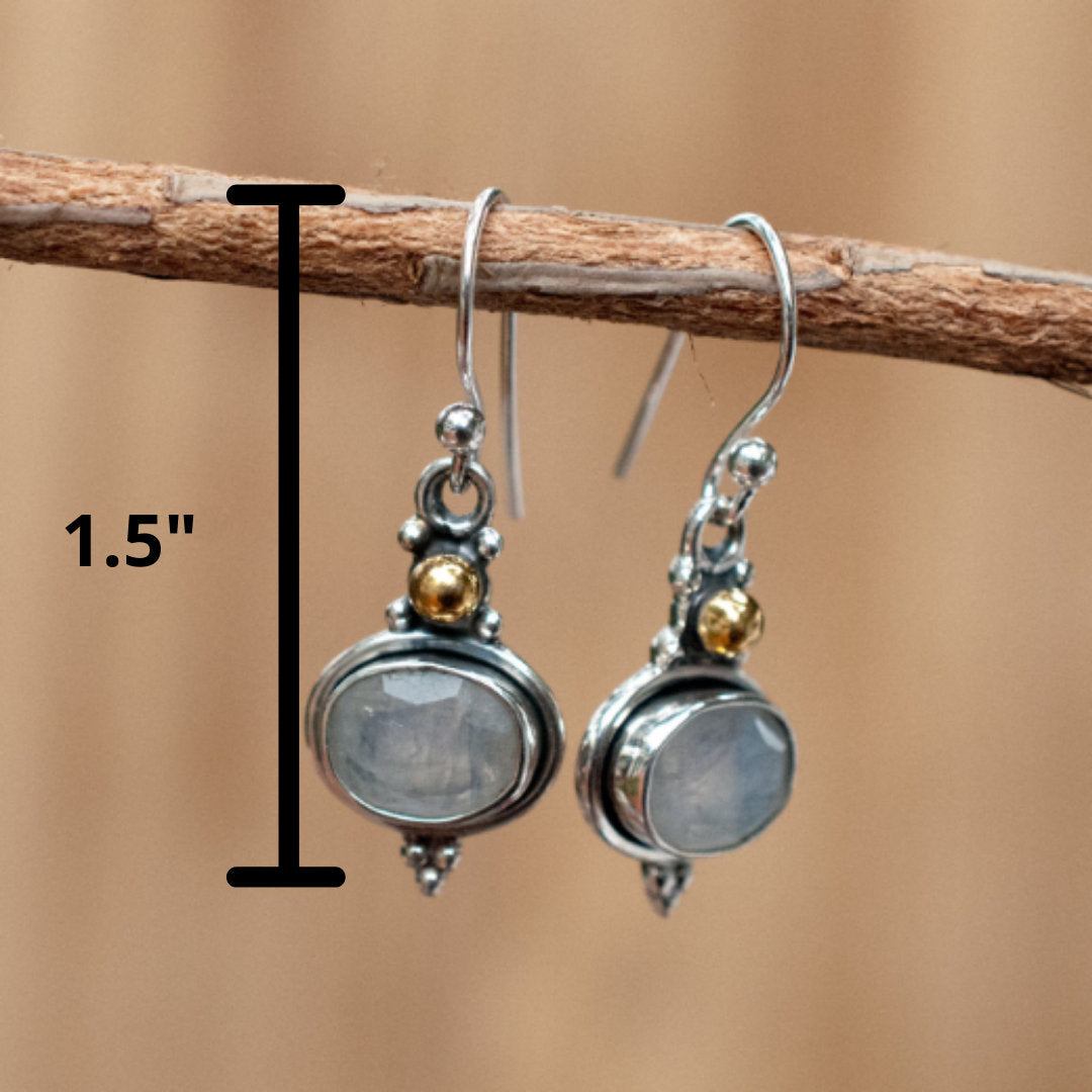 Blue Chalcedony Earrings Sterling Silver 925 * Gemstone * Dangle * Jewelry *Handmade* Bycila *Gift *Statement *Boho  Bohemian BJE036