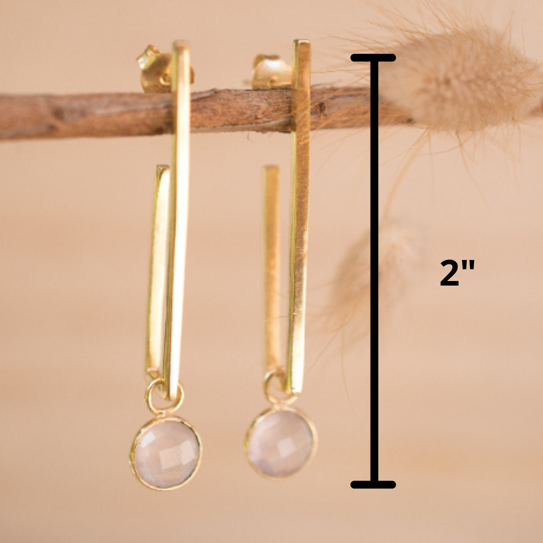 Lorena Earrings * Rose Quartz * Gold Plated 18k * BJE141