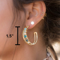 Stella Earrings * Turquoise, Blue Topaz, Pearl, Green White Jade, Labradorite & Iolite hydro * Gold Plated 18k * BJE105