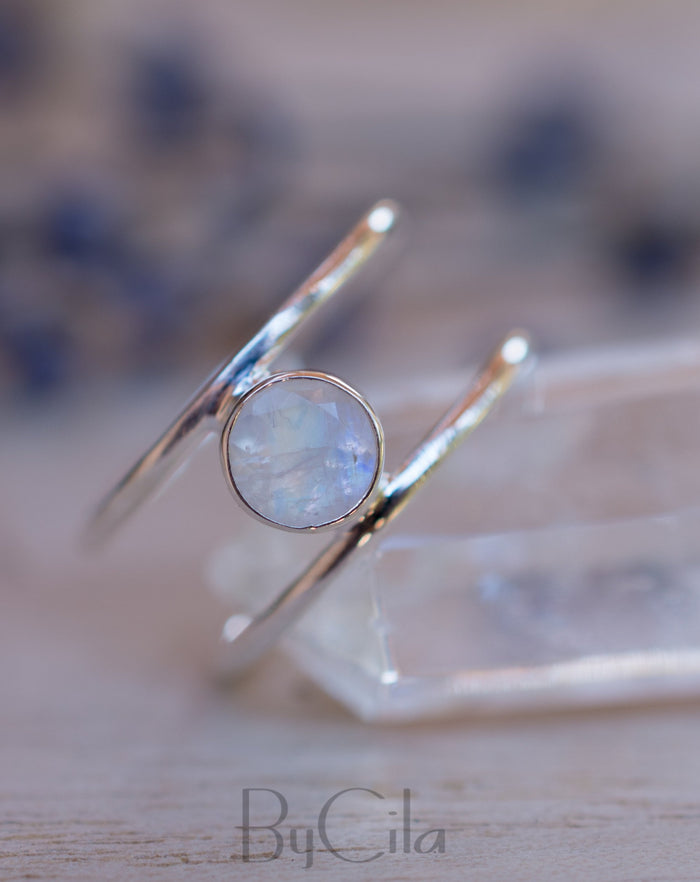 Moonstone Ring * Gold Vermeil Double band *Gold * Statement* Gemstone *Bridesmaid *Natural* Handmade *Gift For Her *BJR028