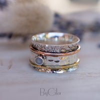 Moonstone Spinner Ring *Meditation *Spinning * Spin *Anxiety *Sterling Silver 925 *Copper *Bronze * Jewelry * Bycila * Handmade *Yoga BJS024