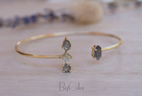Labradorite Bangle Bracelet * Gold Plated 18K or Rose Gold * Gemstone * Gypsy * Hippie *  Adjustable * Statement *  Stacking * BJB011C