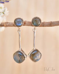 Labradorite Stud Earrings * Sterling Silver 925 * Post  *Handmade *Semi Precious Stone * Gift *February Birthstone*  BJE151