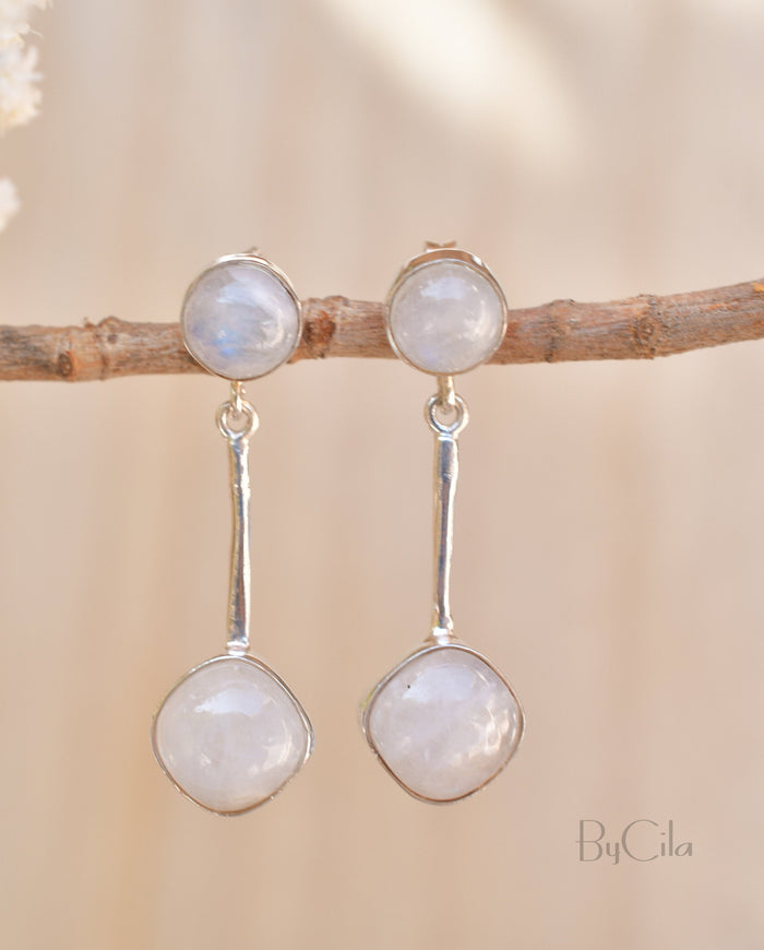 Moonstone Stud Earrings * Sterling Silver 925 * Post  *Handmade *Semi Precious Stone * Gift *Birthstone*  BJE155