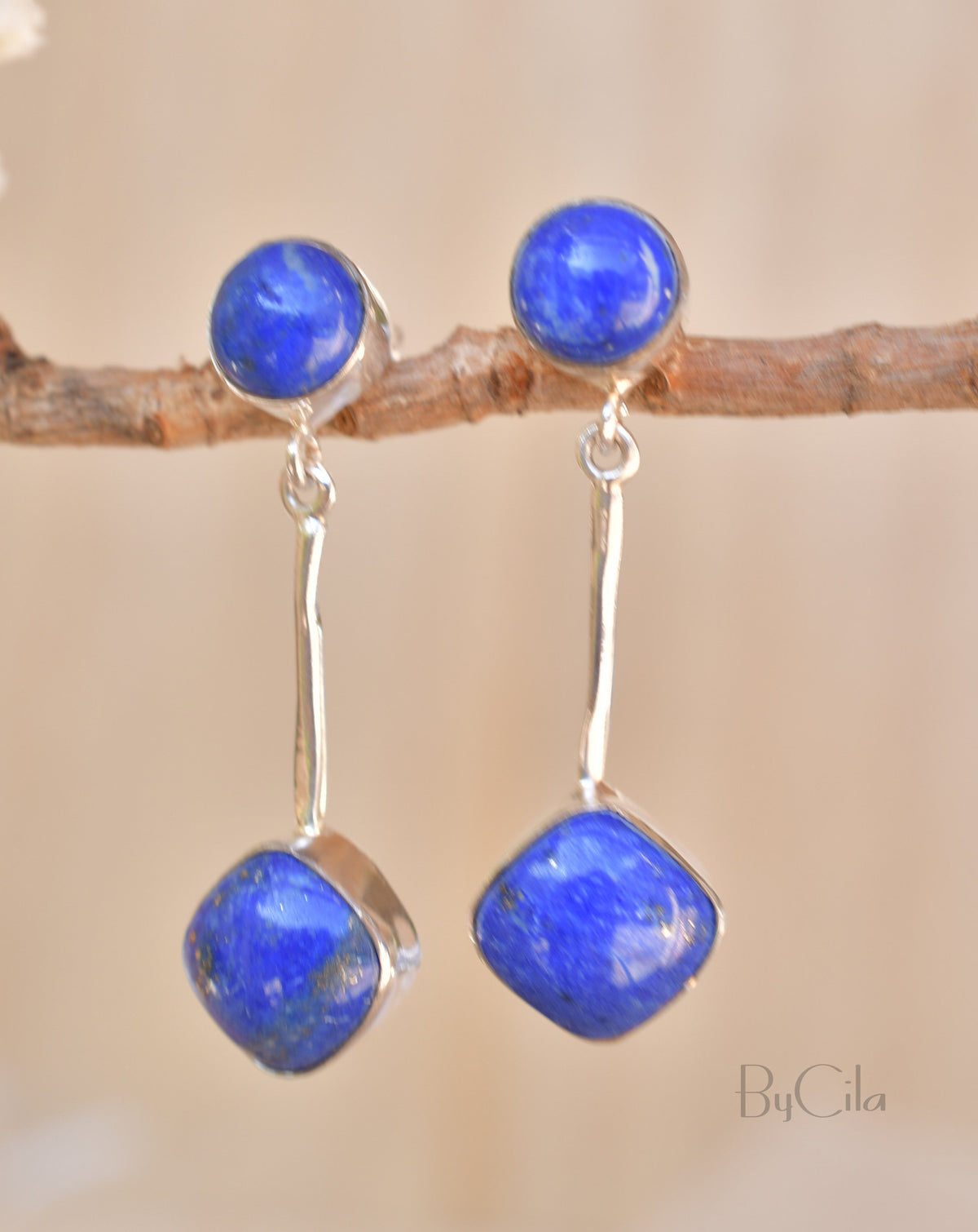 Lapis Lazuli Stud Earrings * Sterling Silver 925 * Post  *Handmade *Semi Precious Stone * Gift *Birthstone*  BJE156