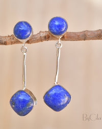 Lapis Lazuli Stud Earrings * Sterling Silver 925 * Post  *Handmade *Semi Precious Stone * Gift *Birthstone*  BJE156