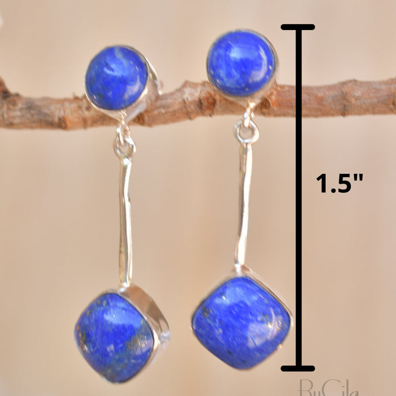Lapis Lazuli Stud Earrings * Sterling Silver 925 * Post  *Handmade *Semi Precious Stone * Gift *Birthstone*  BJE156