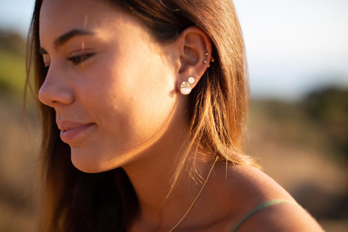 Rose Quartz Stud Earrings* Gold Plated 18k or Sterling Silver 925 * Post * Gemstone * Everyday * handmade* bohemian * ByCila * BJE160